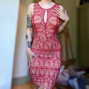 Y2K NWT Bebe Pink Bodycon Lace Minidress